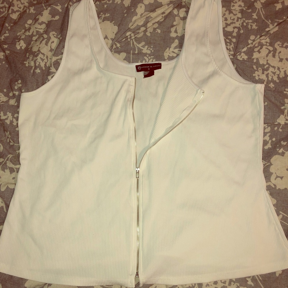 Fashion To Figure White Zip Up Tank US 3X